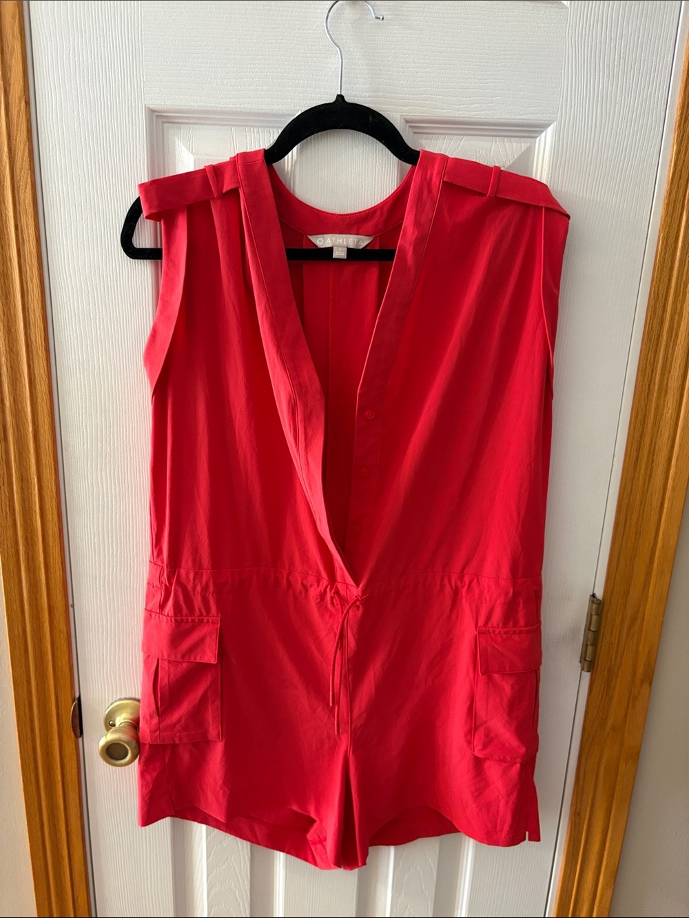 Athleta Red Sleeveless Utility Romper